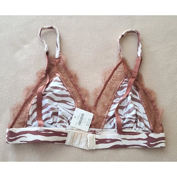 Anthropologie Love Stories Love Lace Zebra Print Bra Sz 32 A/B Brown Cream NWT - Picture 5 of 12
